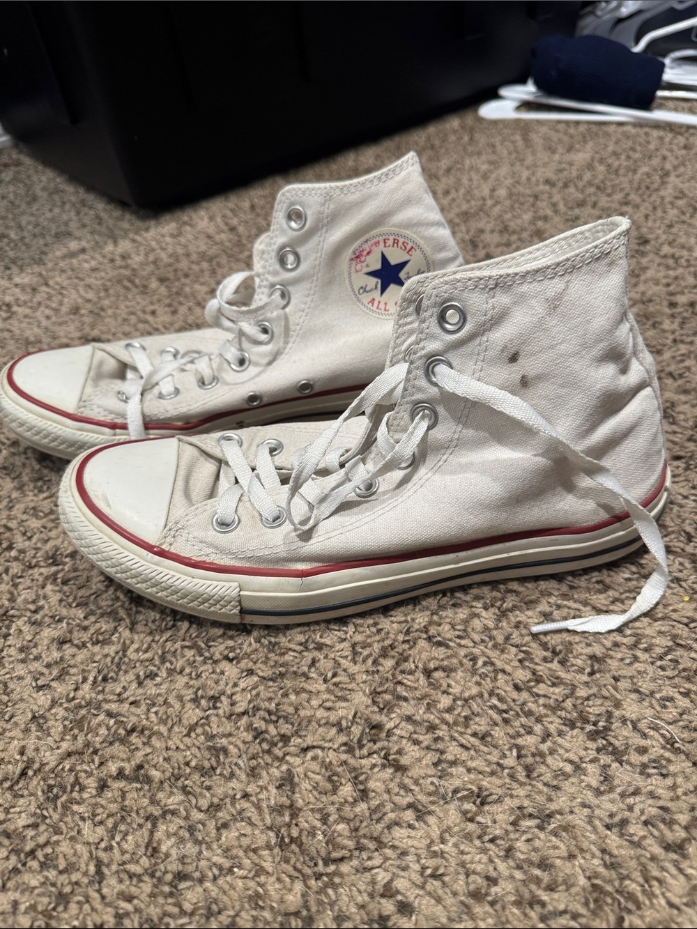 Converse Kids White High-Top Sneakers with Red Trim